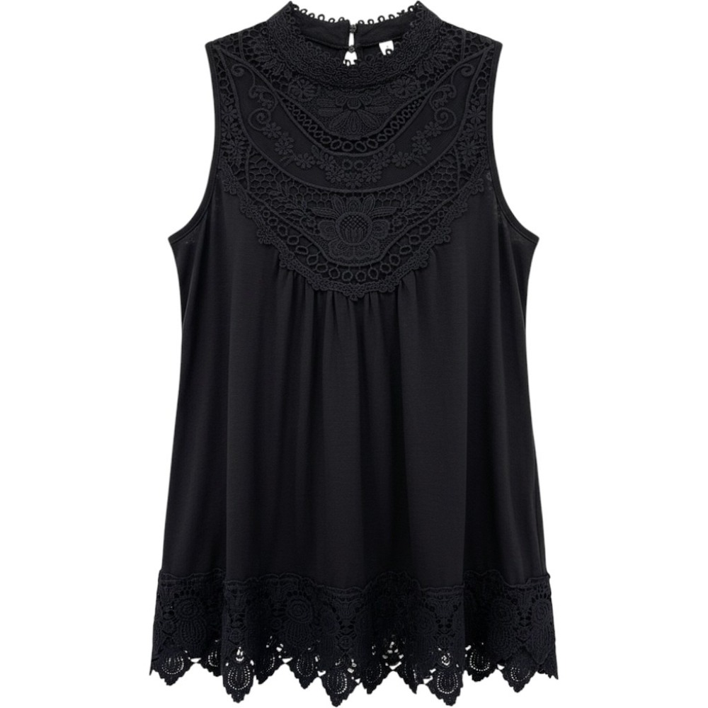 Xhilaration Sleeveless Top Women Size S Navy Blue Crochet Lace Boho Tank